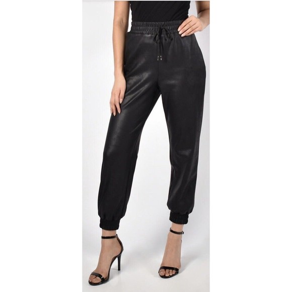 Womens Size 12 Frank Lyman Faux Leather Joggers Black NWT - Picture 1 of 6